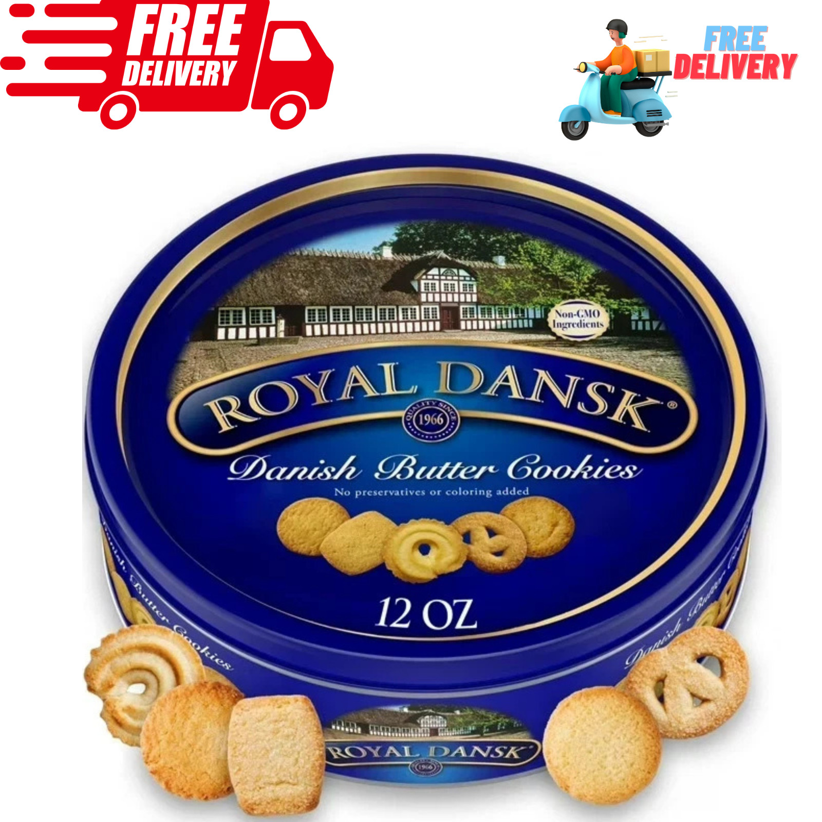 Royal Dansk Danish Butter Cookies Tin 12oz Assorted Classic Cookie Gift Box