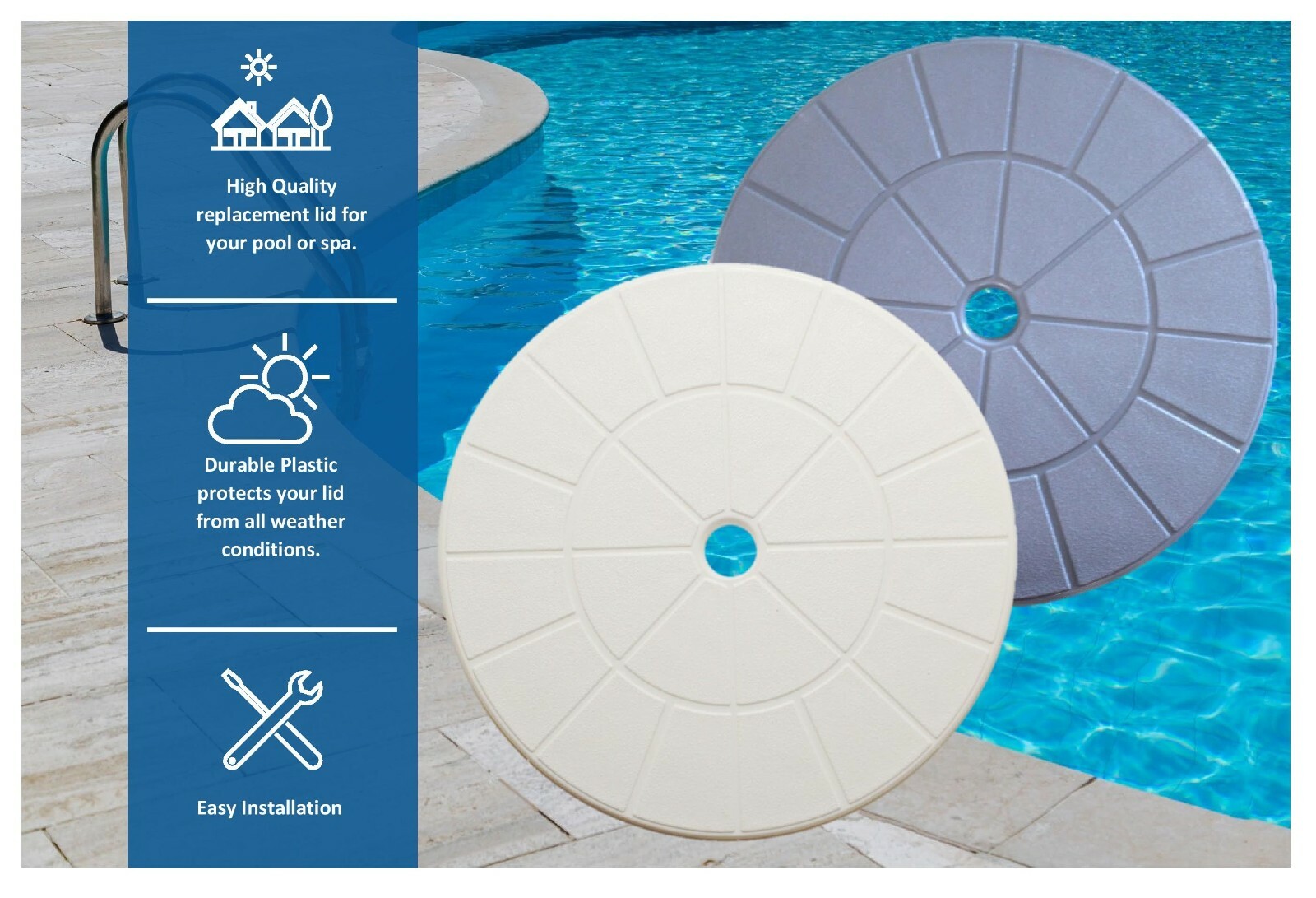 Pool Debris Deck Lid 9 1/8" Inch Skimmer Valve Lid White Replacement