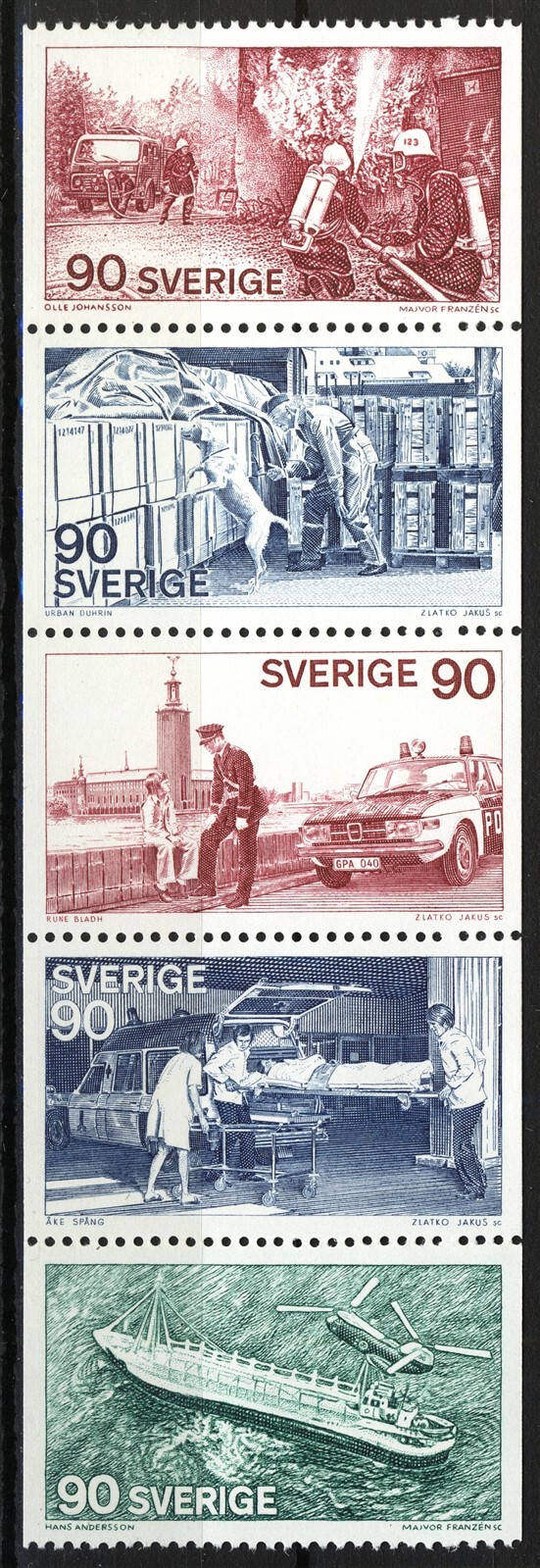 Sweden 1975, "Watch, Guard, Help" set MNH, Mi 913-17