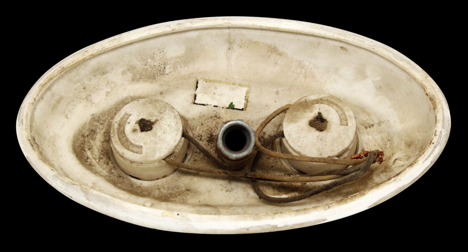 Traditional White Porcelain 2 Exposed Bulb Flush Mount Light