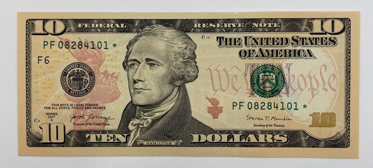 NEW $10 STAR NOTE Uncirculated TEN Dollar Bill Series 2017A ONE STAR NOTE