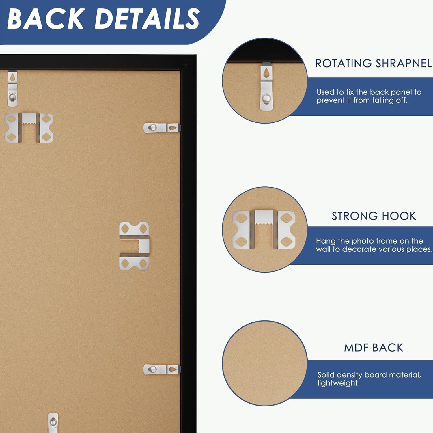 13X19 Picture Frame Set of 6, Display Pictures 11 X 17 with Mat or 13 X 19 witho