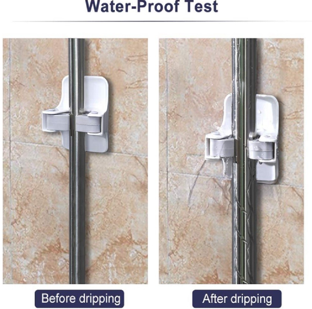 4-Pack Self-Adhesive Broom Holder Set – Wall-Mounted Mop and Broom Gripper Racks