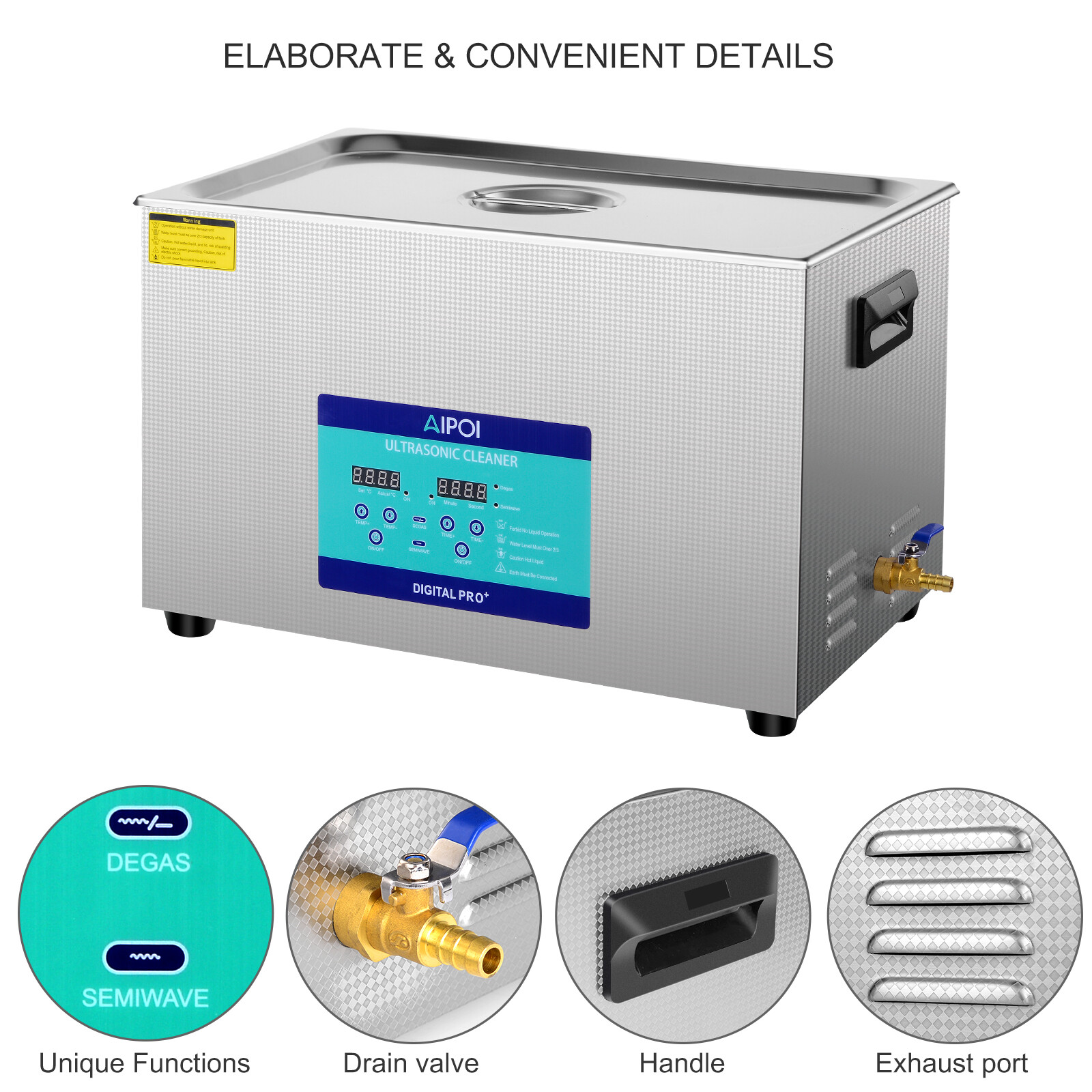 Stainless Steel Industry Ultrasonic Cleaner 30L Heated Heater w/Timer & Heater