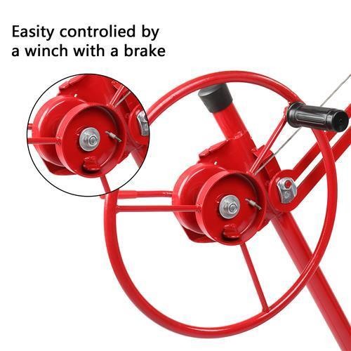 11 FT Drywall Rolling Lifter Panel Hoist Jack Lifter w/Lockable Wheels Steel Red