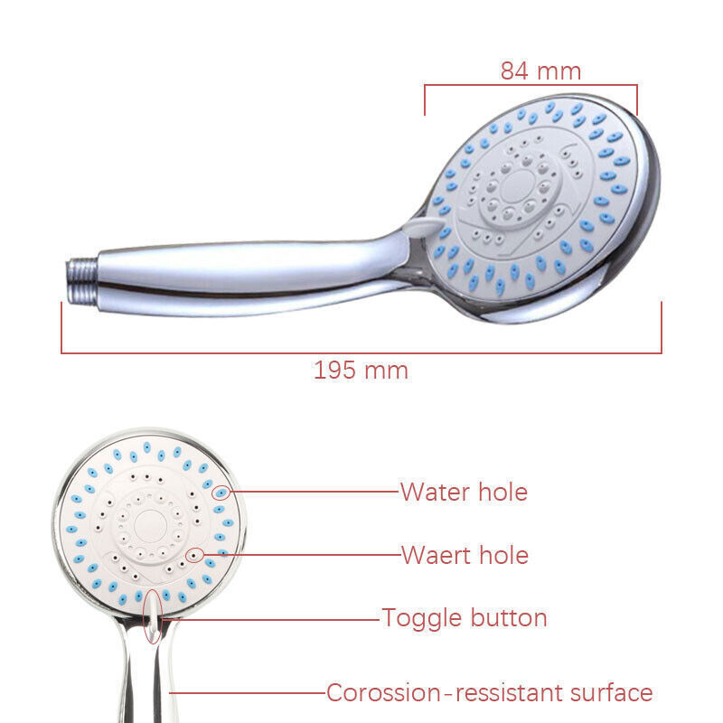 High Pressure Shower Head 5 Settings Handheld Shower Heads Spray With 5 FT Hose