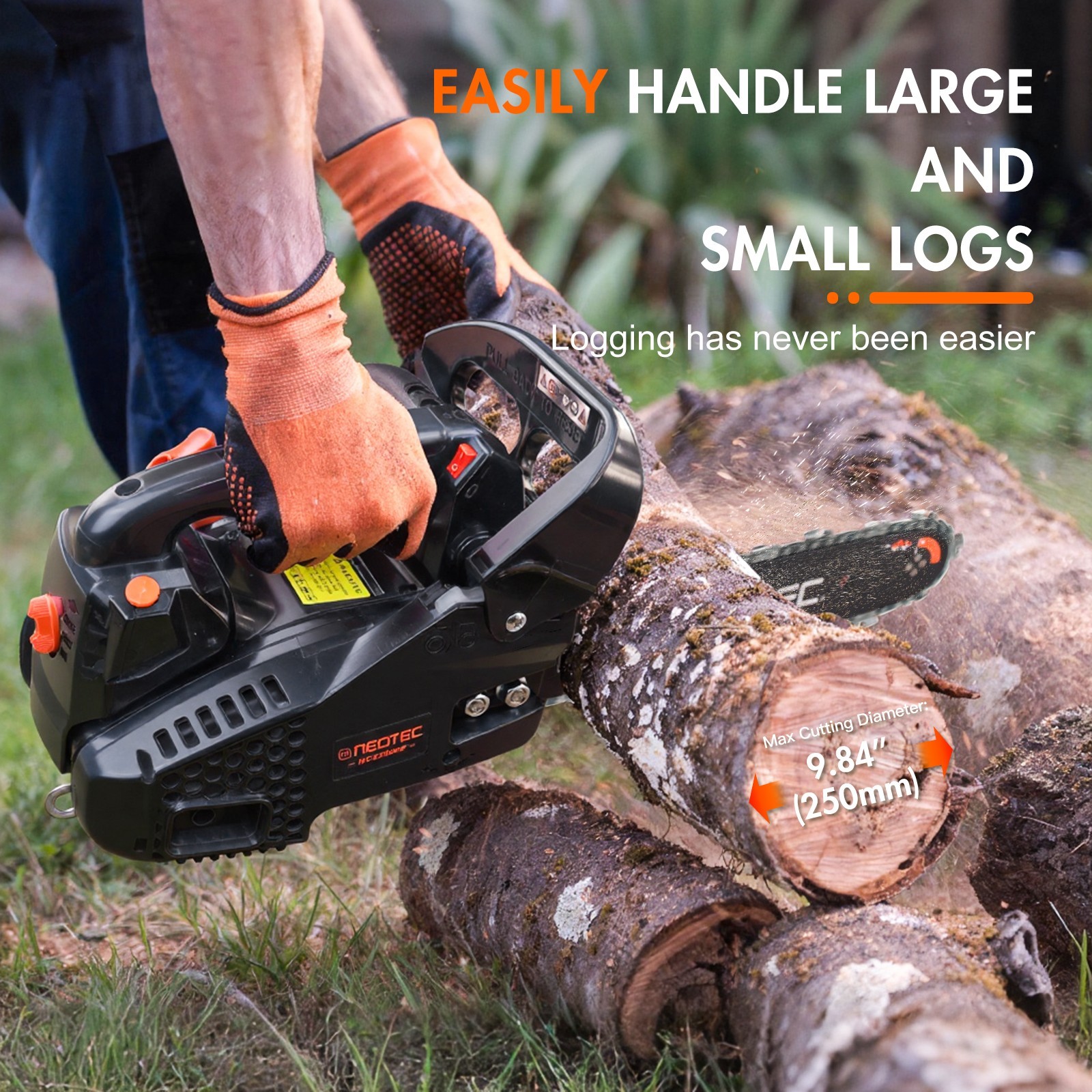 NEOTEC 12" Gas Chainsaw 25.4cc 1.2HP 2-Cycle Engine Top Handle Climbing Saw