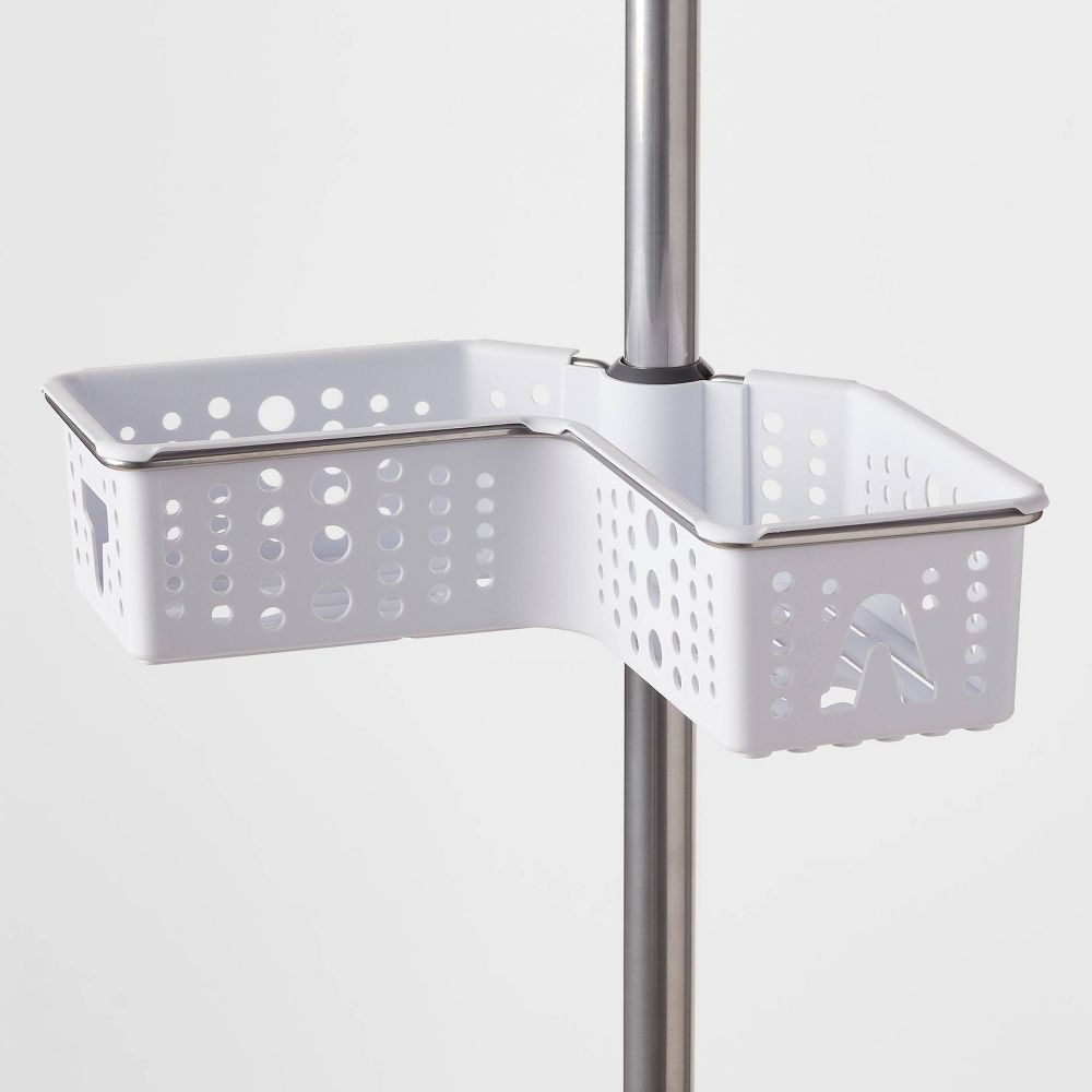 Room Essentials Steel L-Shaped Corner Tension Pole Shower Caddy Holds Up to