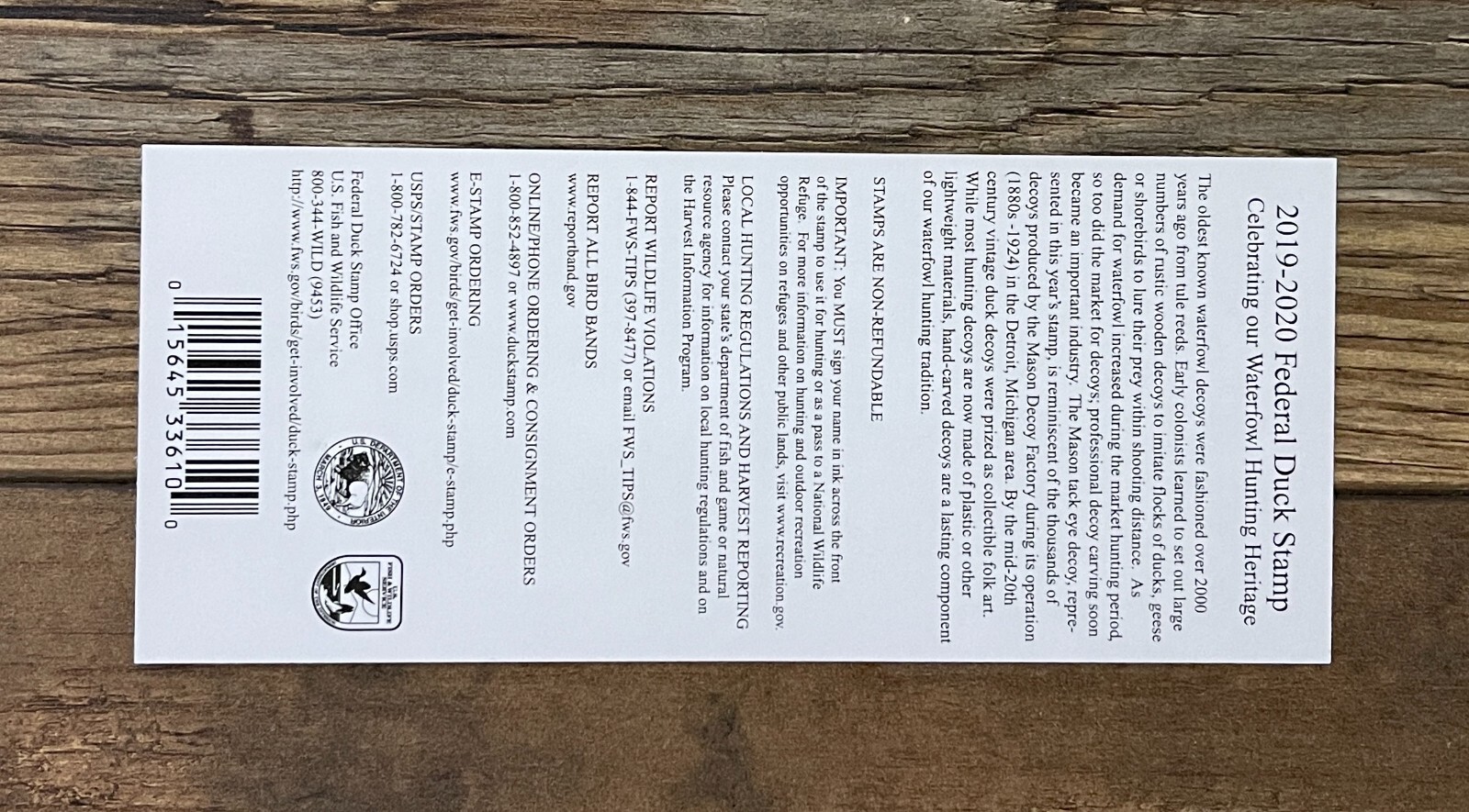 #RW86A 2019 / 2020 - US Federal Duck Stamp - LotP **New From Sealed Pack**