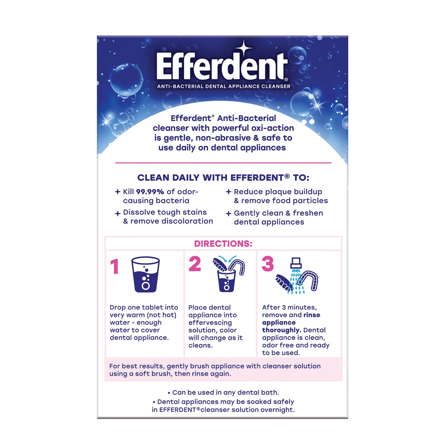 Efferdent Retainer & Denture Cleaner Tablets, Complete Clean, 126 Count