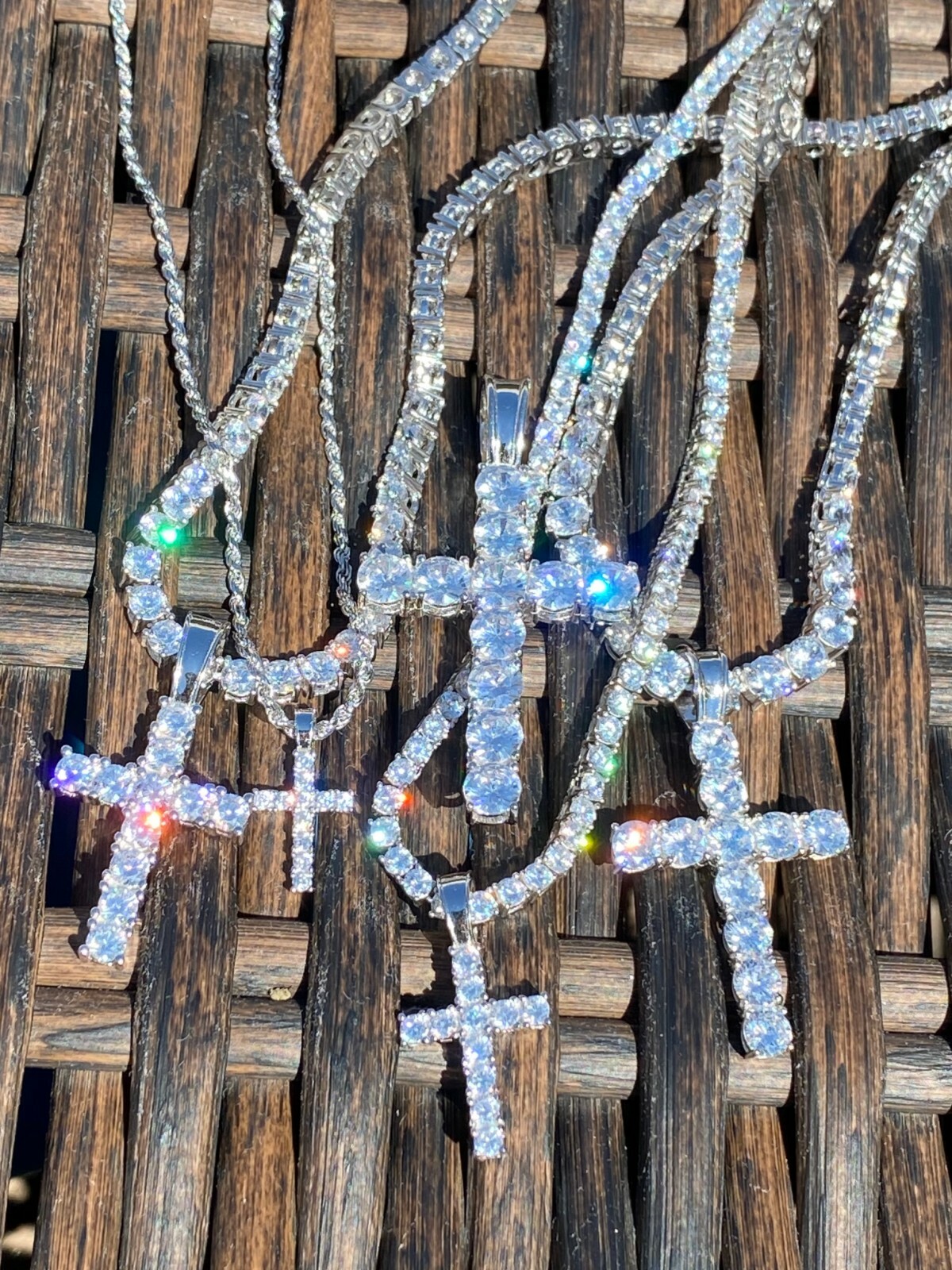 Real 925 Silver Cross Iced Pendant MOISSANITE Necklace Passes Test Hip Hop GRA