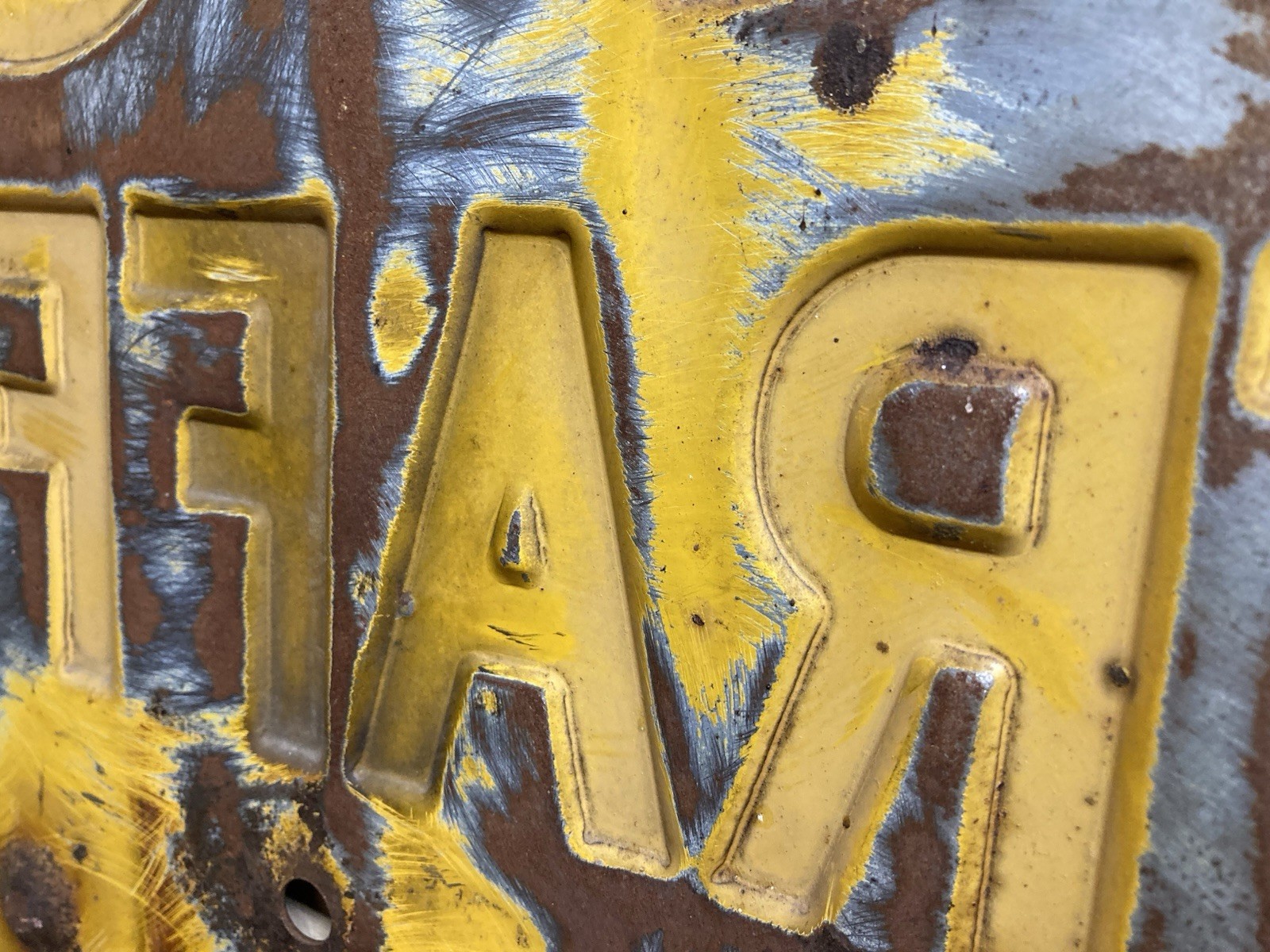 Vintage Yellow Stop Sign Embossed 24"x24" Art Deco 1930 Era