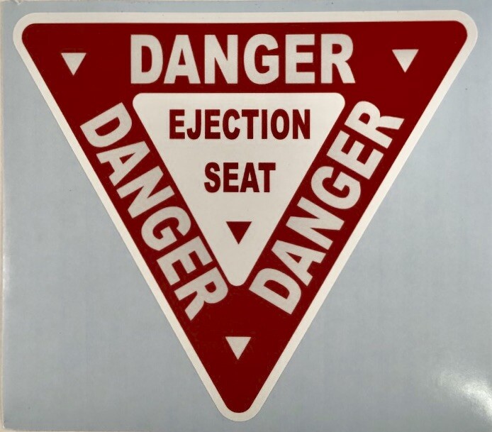 Aircraft Ejection Seat Warning Decal, Aviation, Fighter Jet Aviation DEC-0130-SM