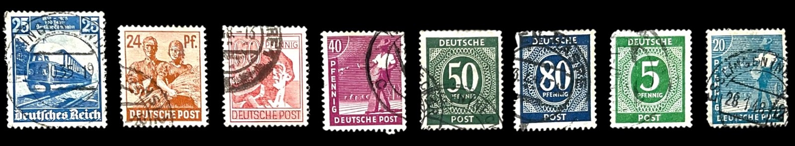 Mixed Early Classic German’s Postage Stamps, 1935-48, Used, VG!