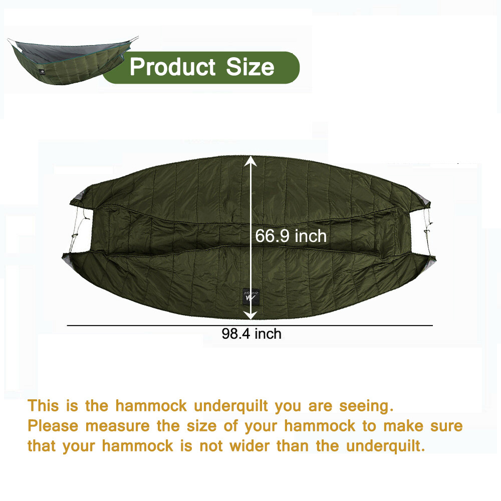 Double Hammock Underquilt Warm Outdoor Thermal Blankt Camping Hiking Backpacking