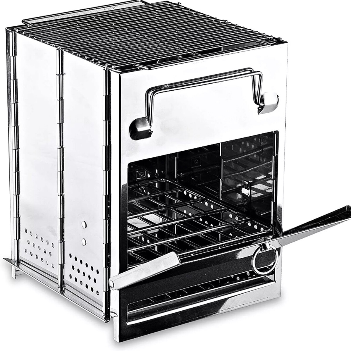 Portable Folding Stainless Steel Stove Outdoor Camping BBQ Wood Burning Stove