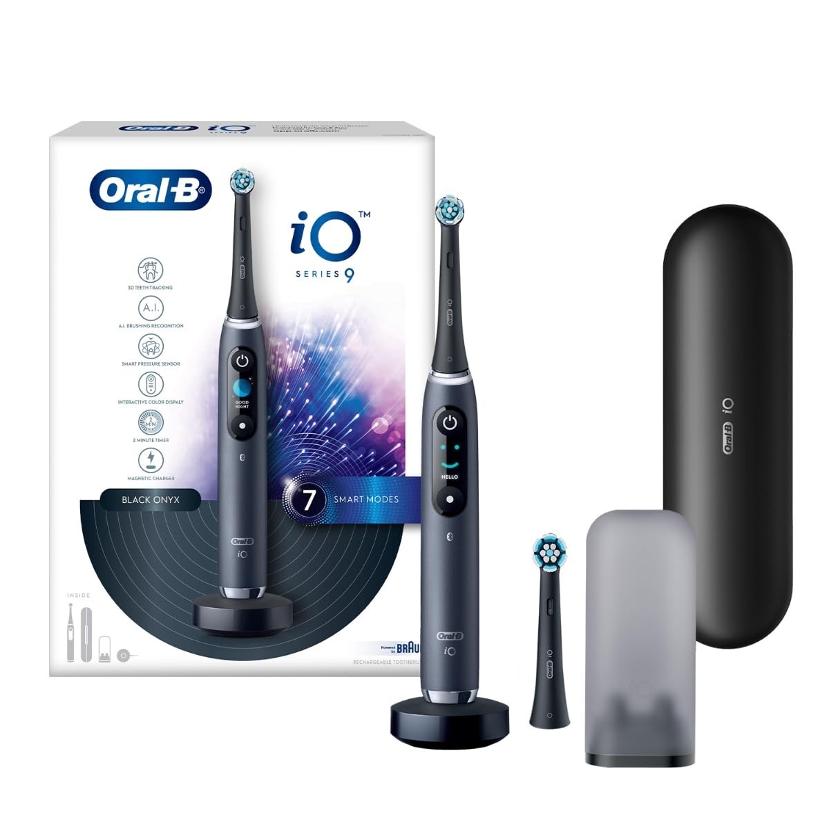 Oral-B iO9 Ultimate Electric Toothbrush, 7 Smart Modes, Pressure Sensor, Black