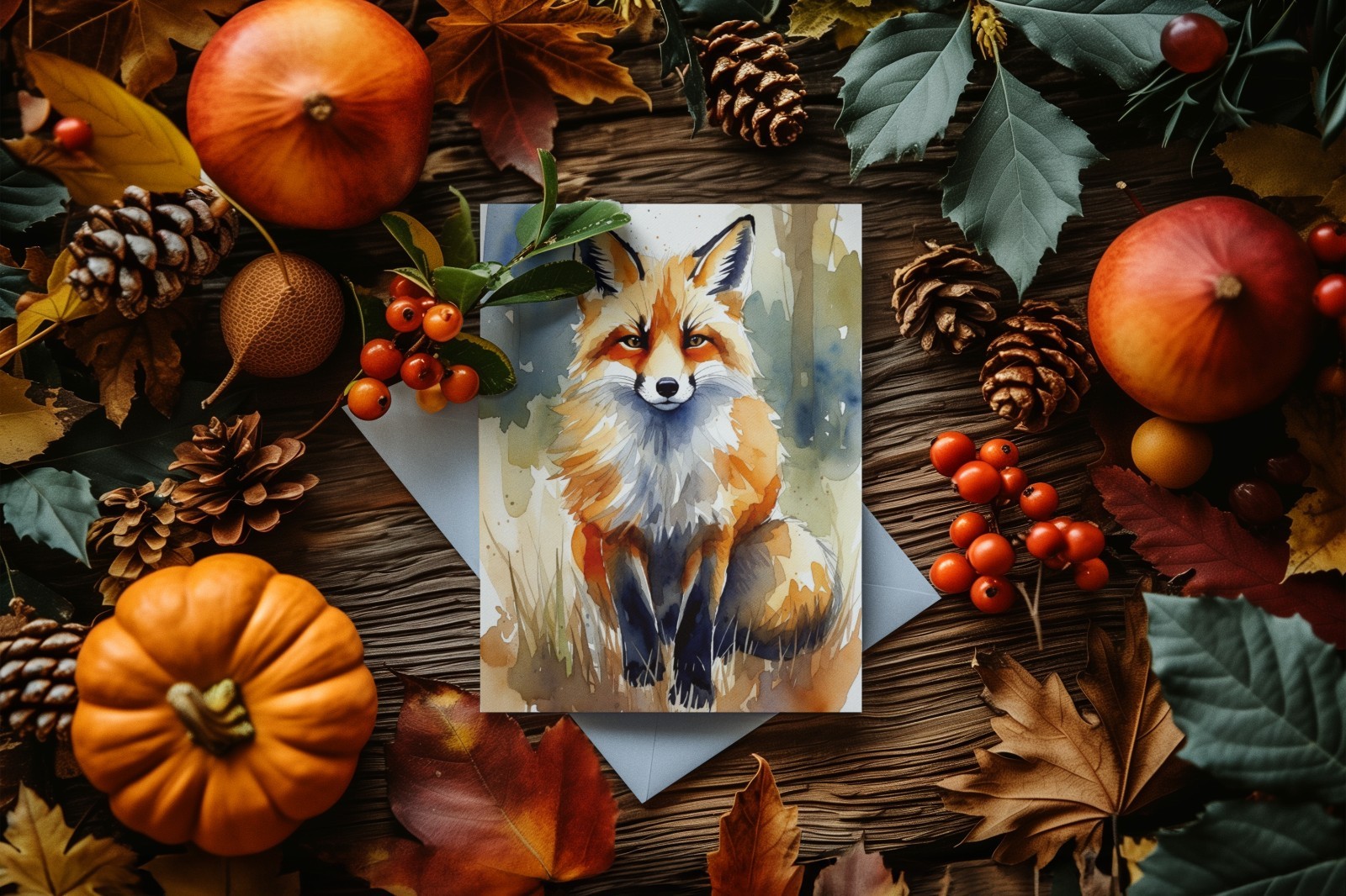 ACEO Watercolor Red Fox Art Print – Woodland Fox Painting – Rustic Forest Animal