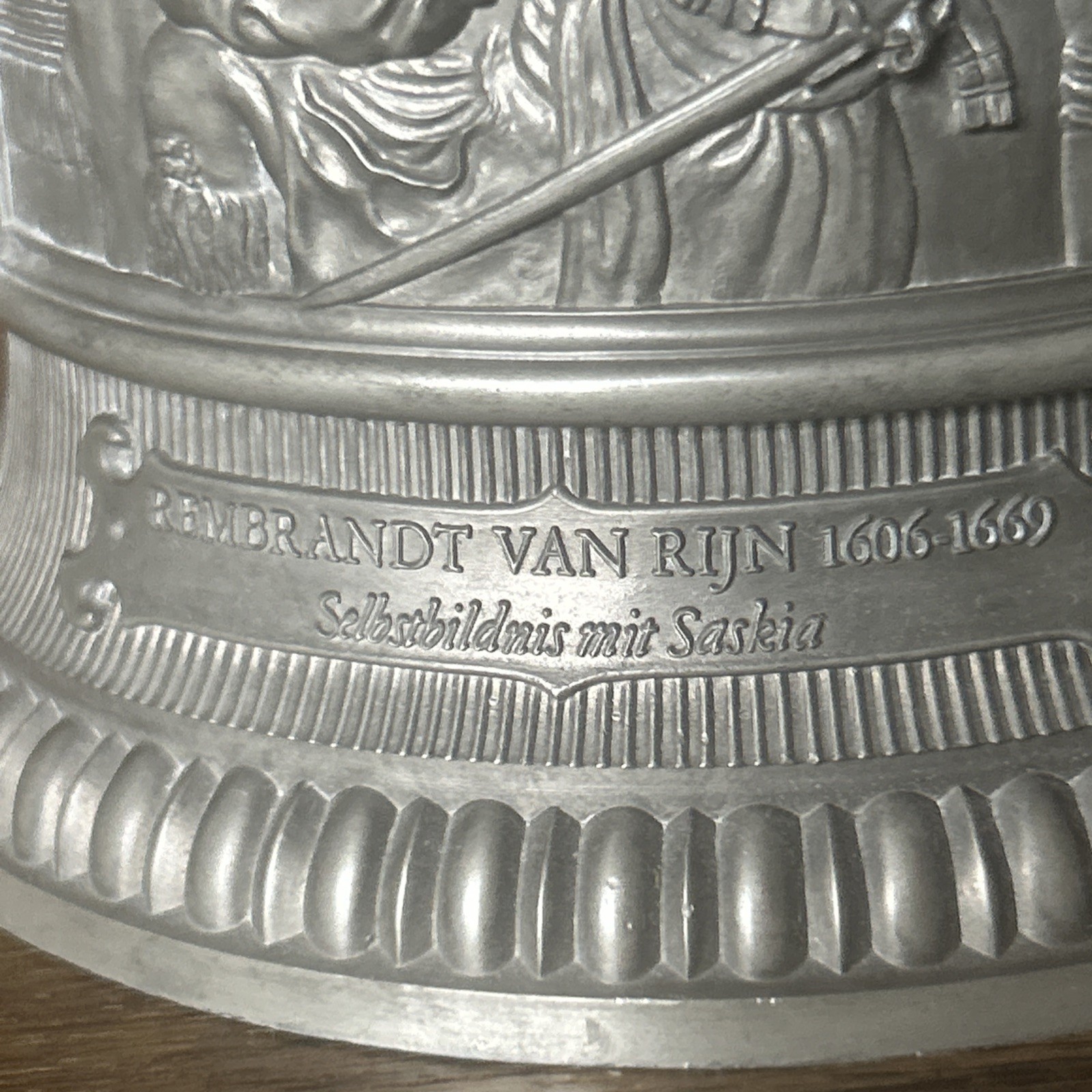 Vintage ceramic German stoneware beer mug with tin cap