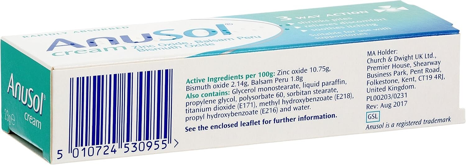Anusol Haemorrhoids (Piles) Treatment Cream - 23G