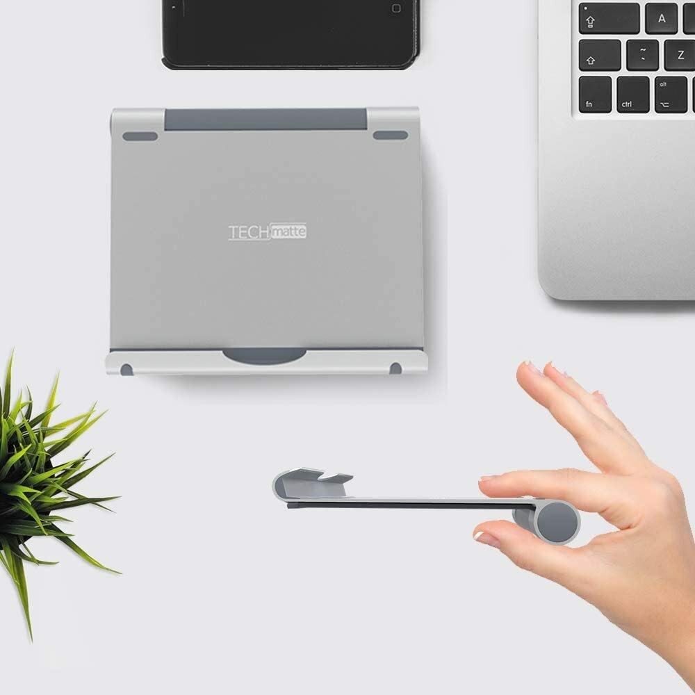 TechMatte Stand for iPads, Large Adjustable Aluminum Holder for Tablets & Phones