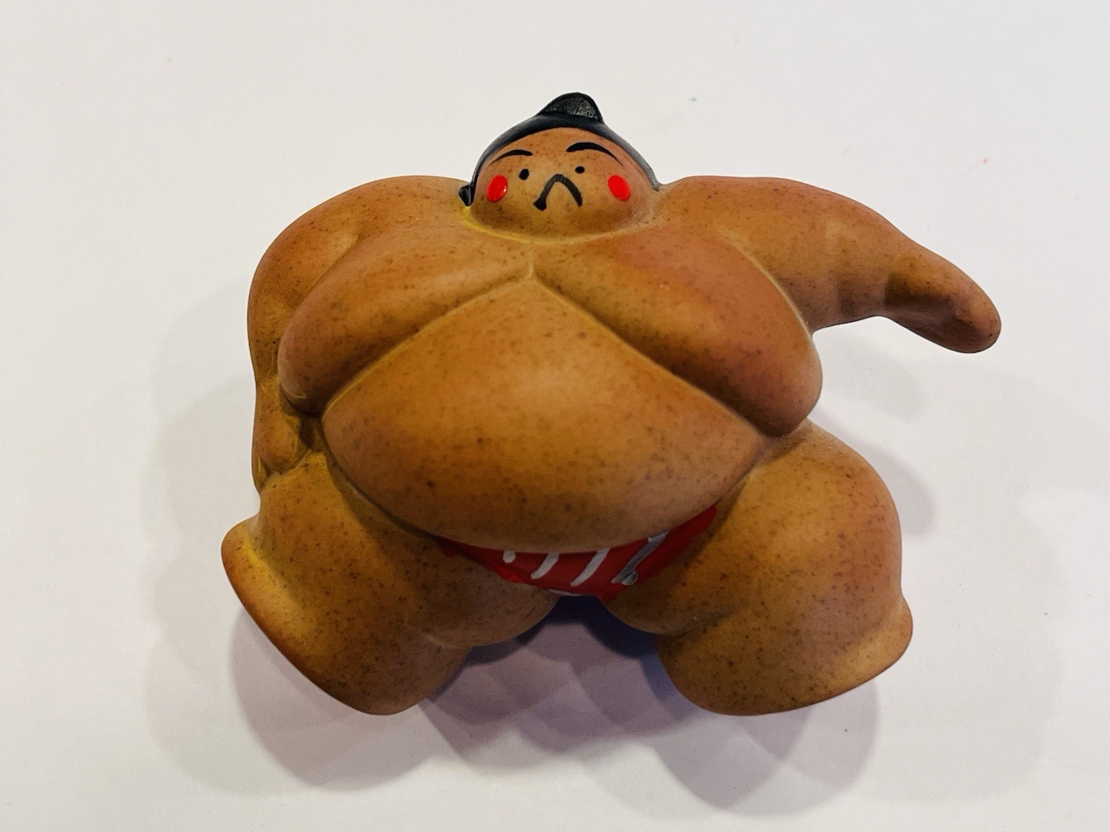 Japanese Sumo Wrestler Figurine Ceramic Shiko Pose Funny Japan Decor BIN A