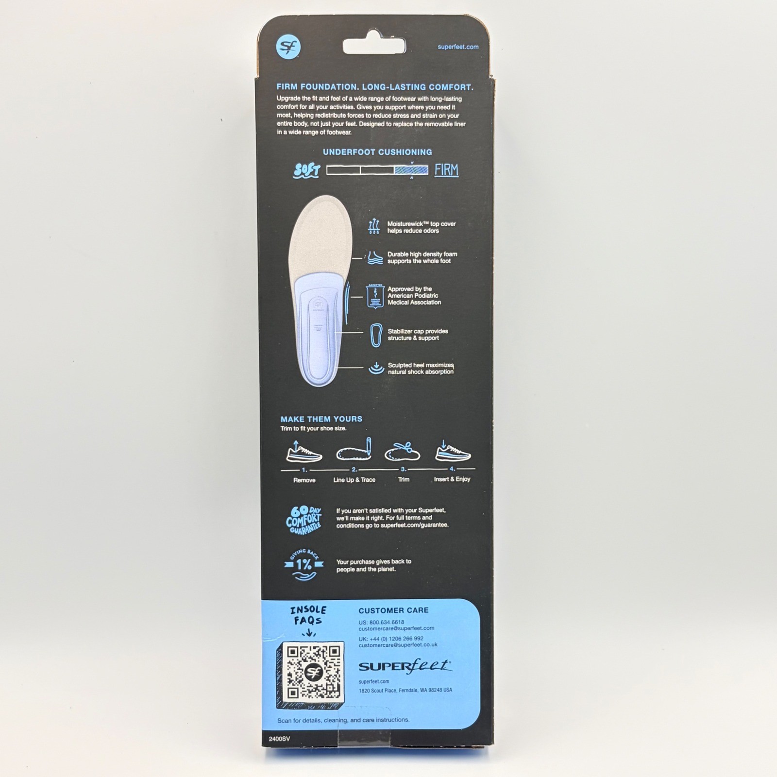 Superfeet All Purpose Support Medium Arch Blue Insoles SzE Mens 9.5-11 W 10.5-12