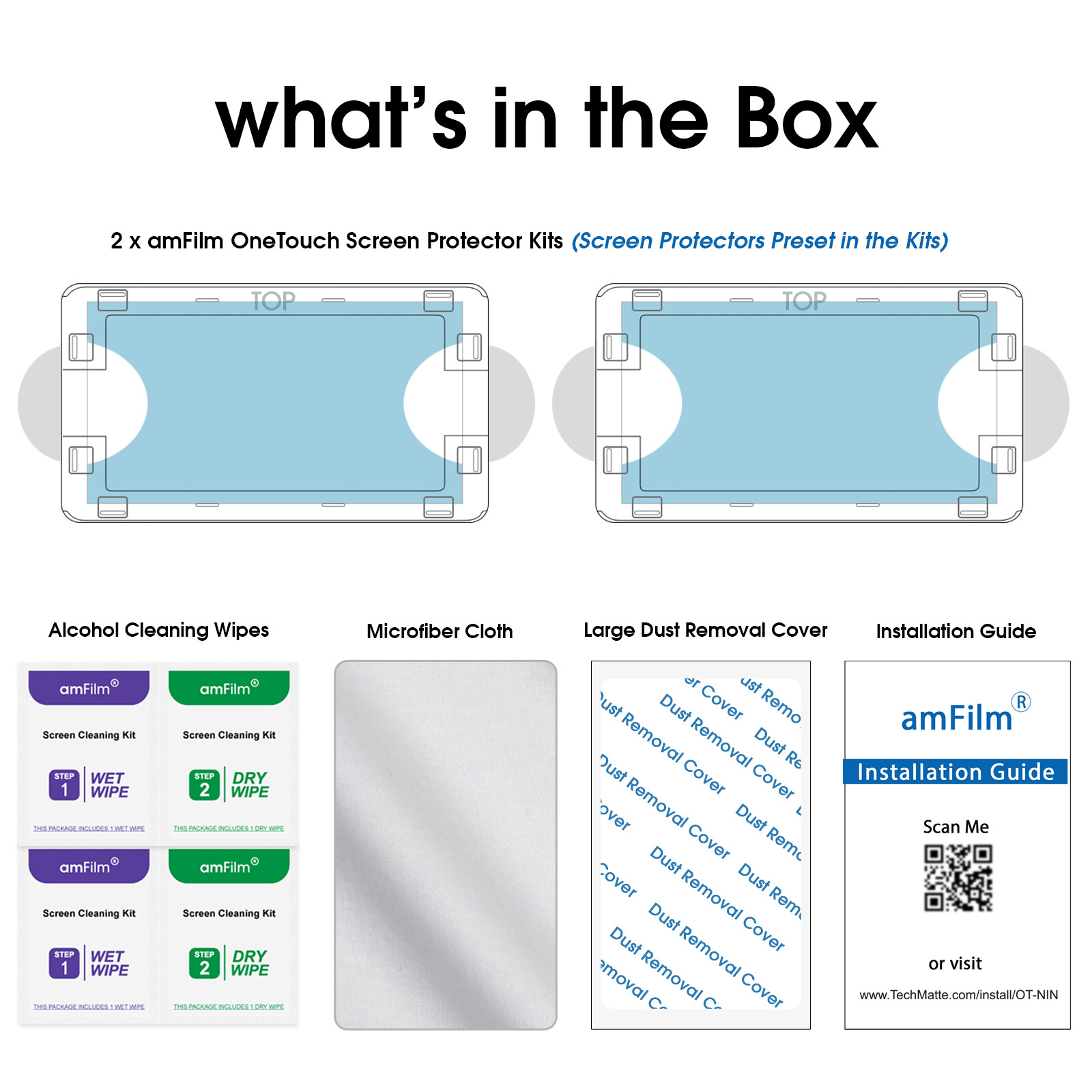 (2pack) amFilm Nintendo Switch OLED OneTouch Glass Screen Protector (2021)