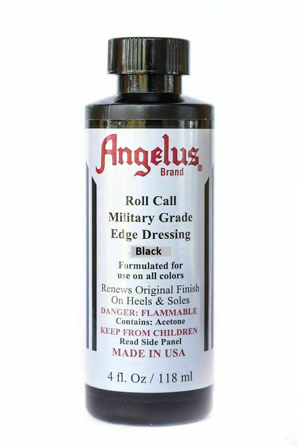Angelus Roll Call Military Shoe & Boot Heel Edge Dressing Black 4oz W Applicator