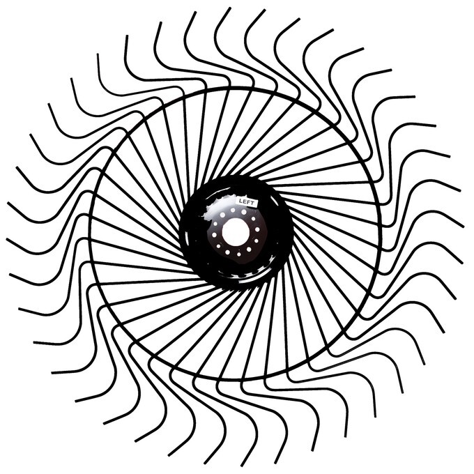 Ag-Rite 55" Paired set of Left and Right Wheels for Hay Raking, 7mm Tines (10)