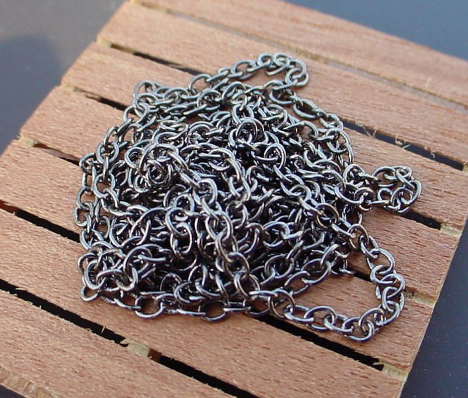 Metal Hobby Chain 3 Feet Blackened Link 1/16 Inch Perfect Multi Scale Accessory