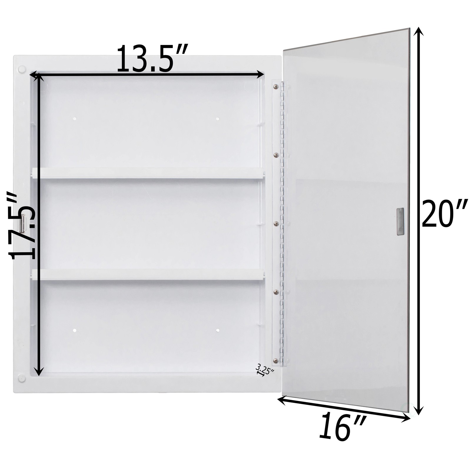 Plastic Bathroom Medicine Cabinet with Mirror, 2 Adjustable Plastic Shelves