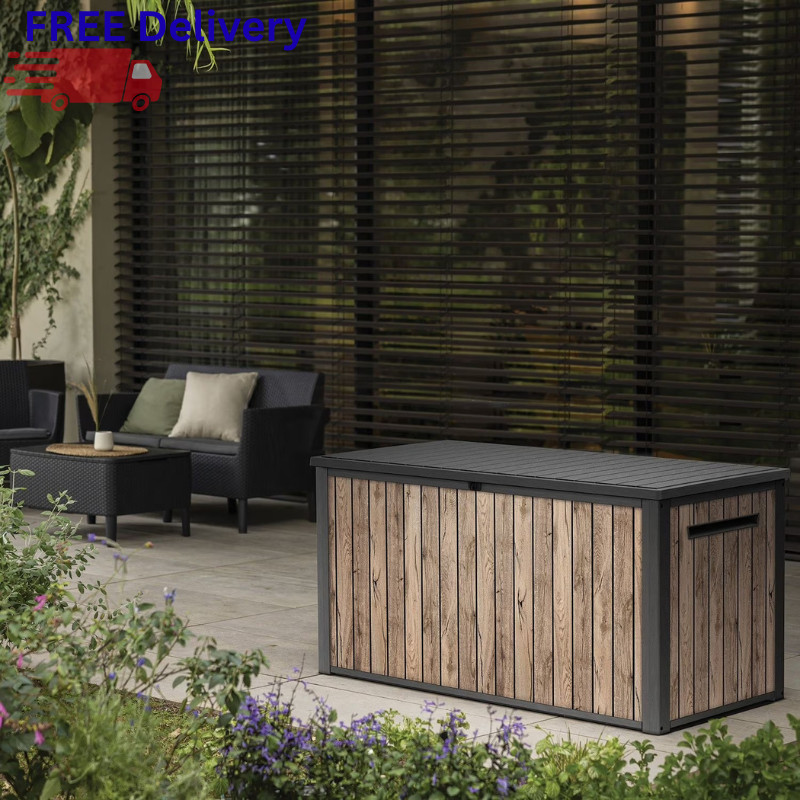 Keter 170 Gallon Deck Box Indoor Outdoor Storage Resin Lockable New