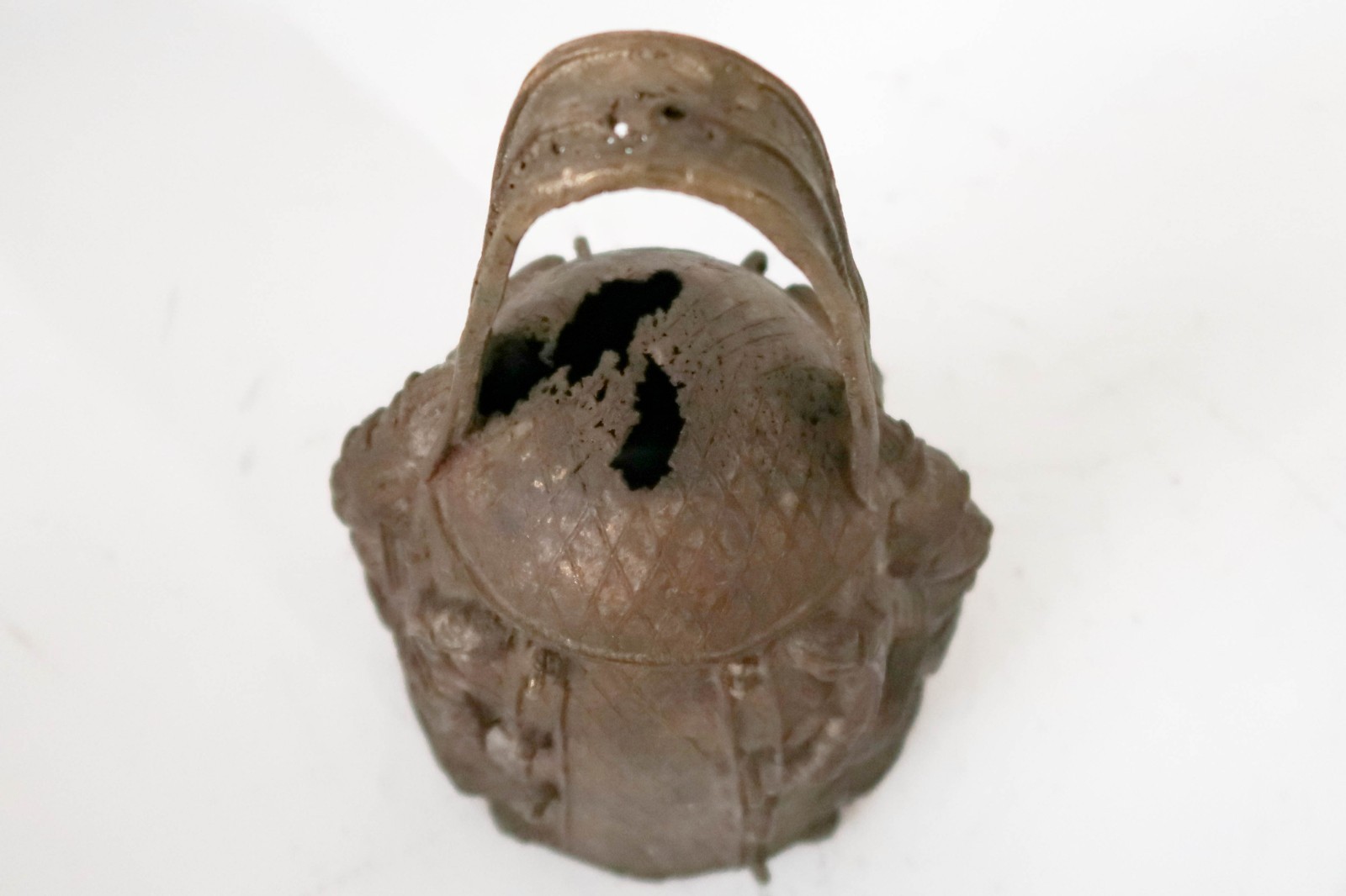 Vintage BENIN Bronze 11" Altar Bell Sculpture African Art Nigeria