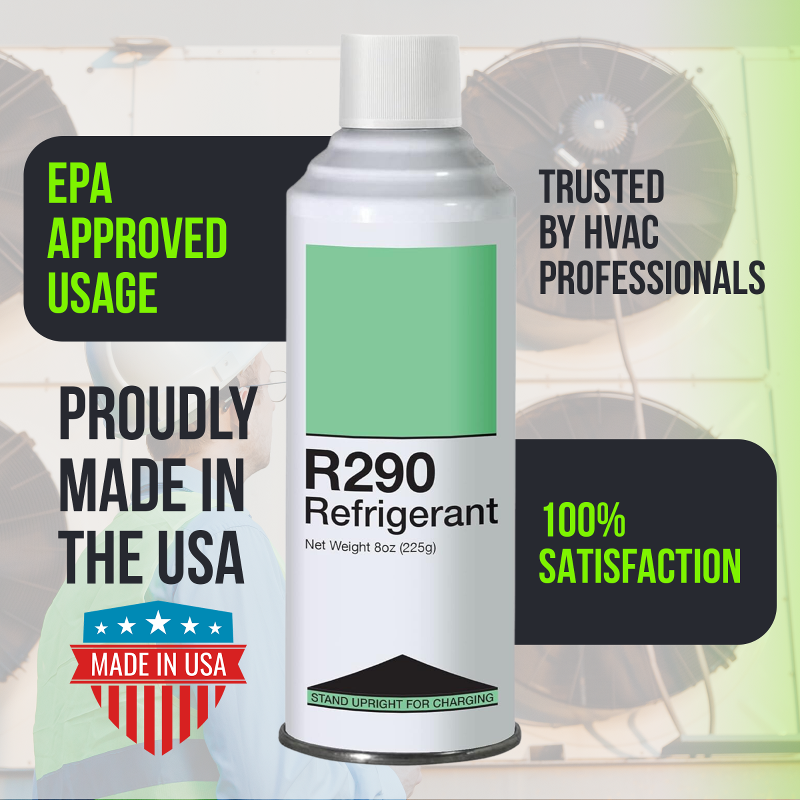 Leak Saver R290 Refrigerant - 8oz Upright Charging Self Sealing Can - 3 Pack