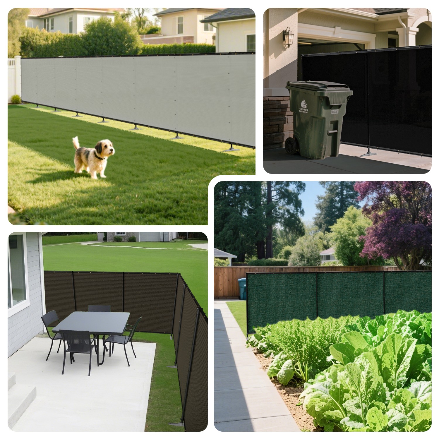 Outdoor Fence Privacy Screen Freestanding with Iron Poles Temporary Dog Fencing