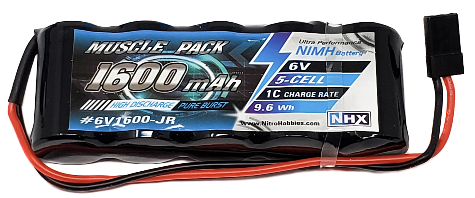 NHX Muscle Pack 6V 1600mAh 5-Cell Nimh Flat Battery w/ JR Connector