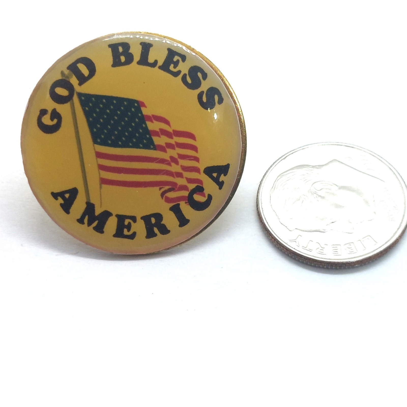 God Bless America Patriotic Lapel Pin Vintage Round Flag Pin