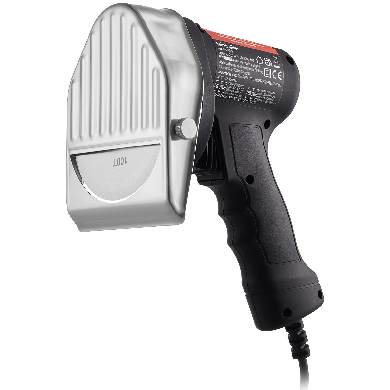 VEVOR Electric Kebab Slicer Cutter 80W Meat Gyro Knife Doner Shawarma w/2 Blades