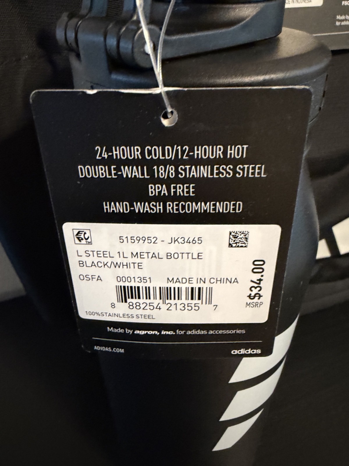 Adidas 3 Piece Bundle Backpack 34oz Water Bottle Alphaskin Headband Retail $107