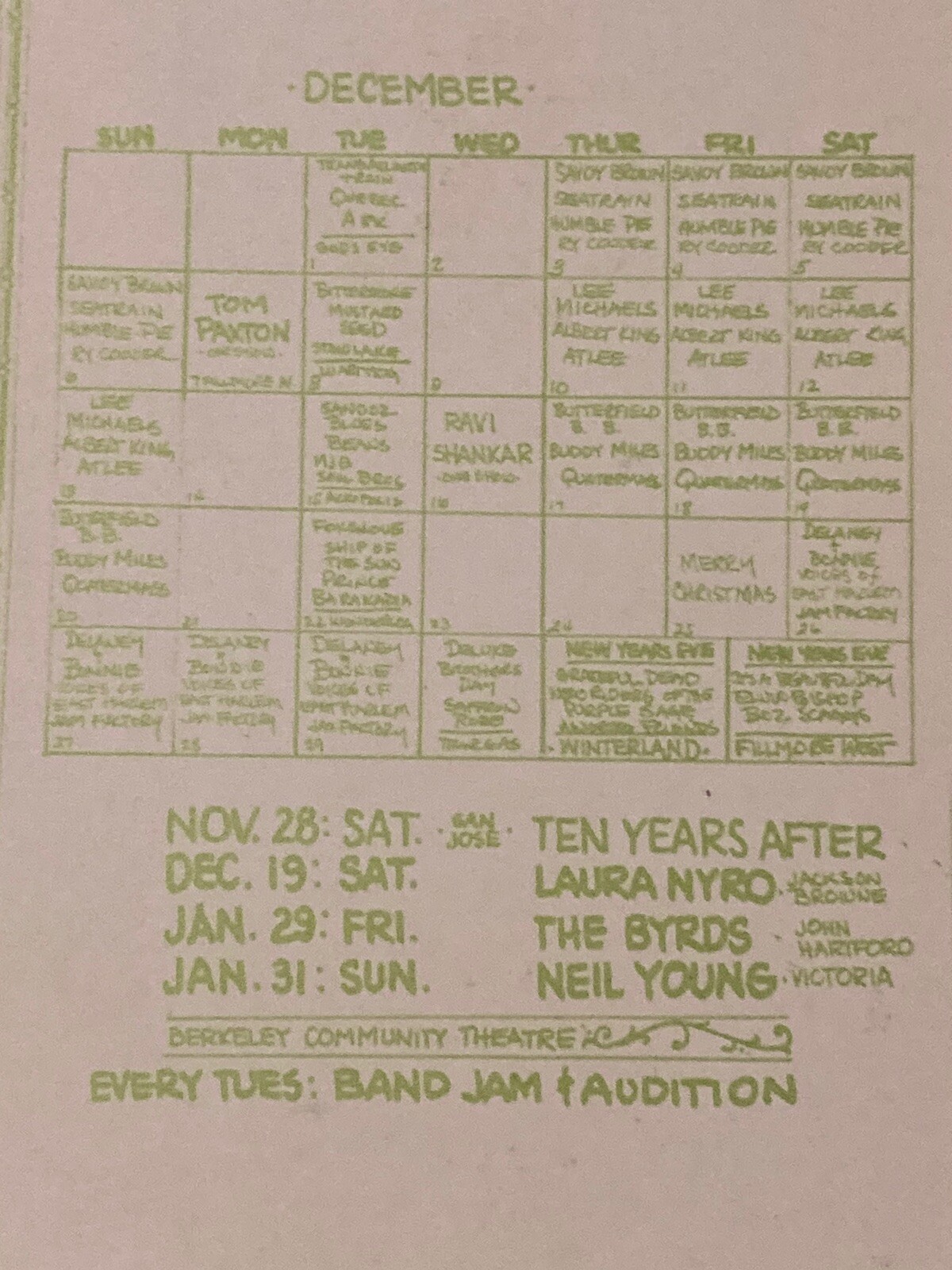 BG 260 Lee Michaels Albert King SIGNED DAVID SINGER 1970 Postcard Handbill