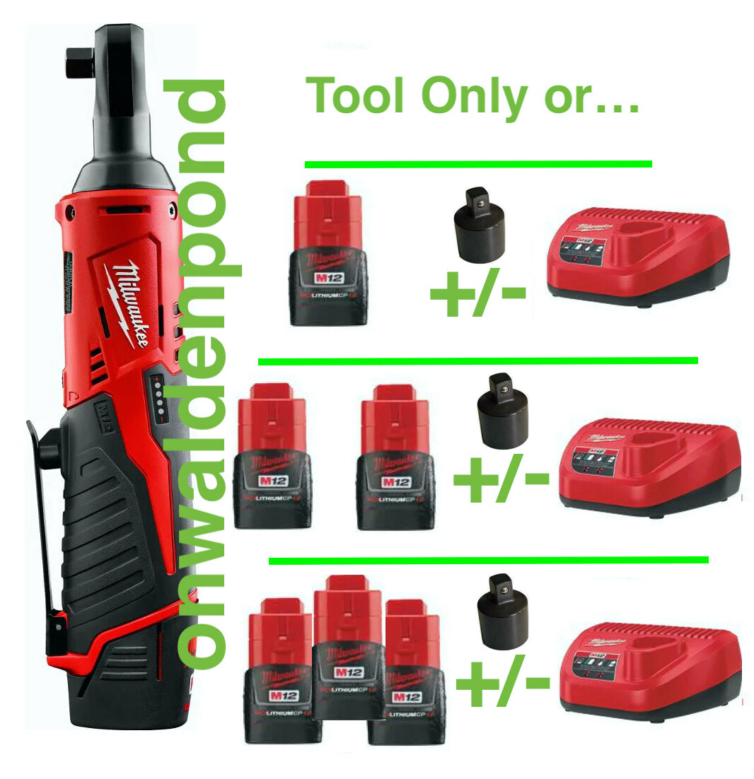 GENUINE MILWAUKEE M12 3/8" RATCHET 2457-20 w/ BATTERY CHARGER OPTION COMBO SET