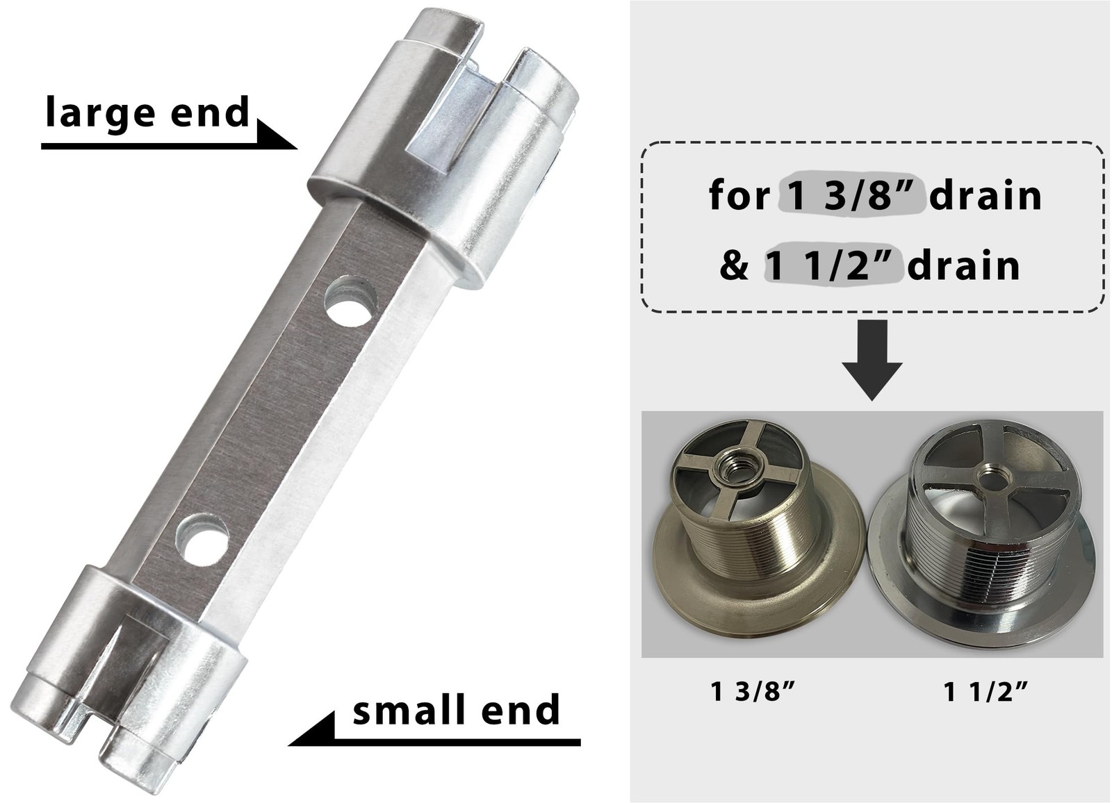 Tub Drain Remover Wrench Removal Tool Dual Ended Dumbell for Bath Drains Heav...