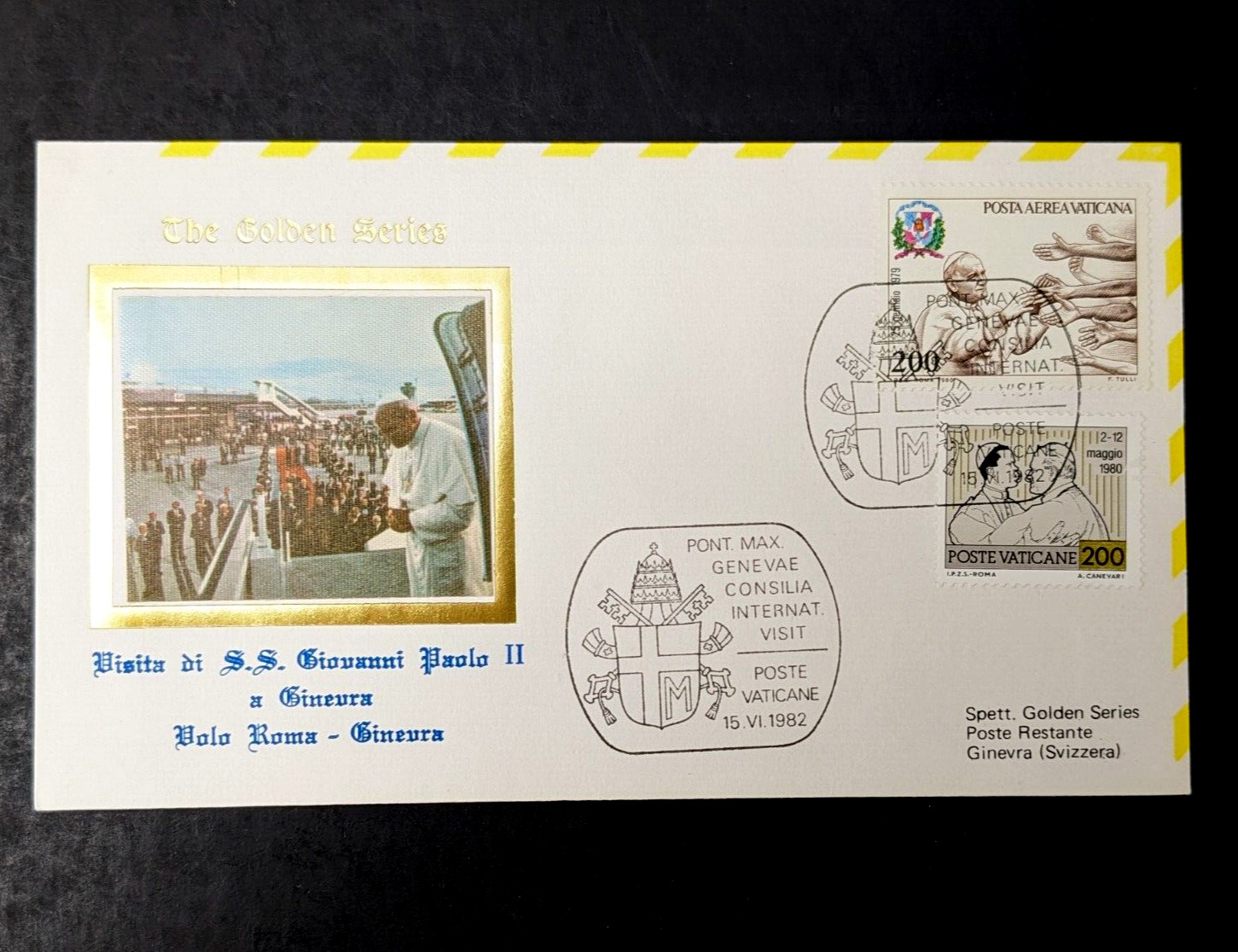 Pope John Paul II, The Golden Series Trip to Geneva, 4 Covers Plus Stamps 1982