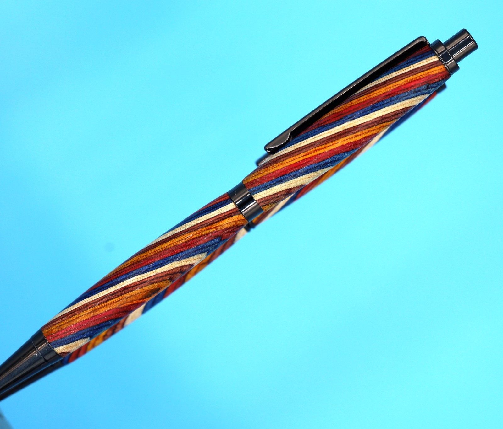 Handcrafted Slimline Pen & Pencil Set in Gun Metal, Color Grain Wood & Zip Case