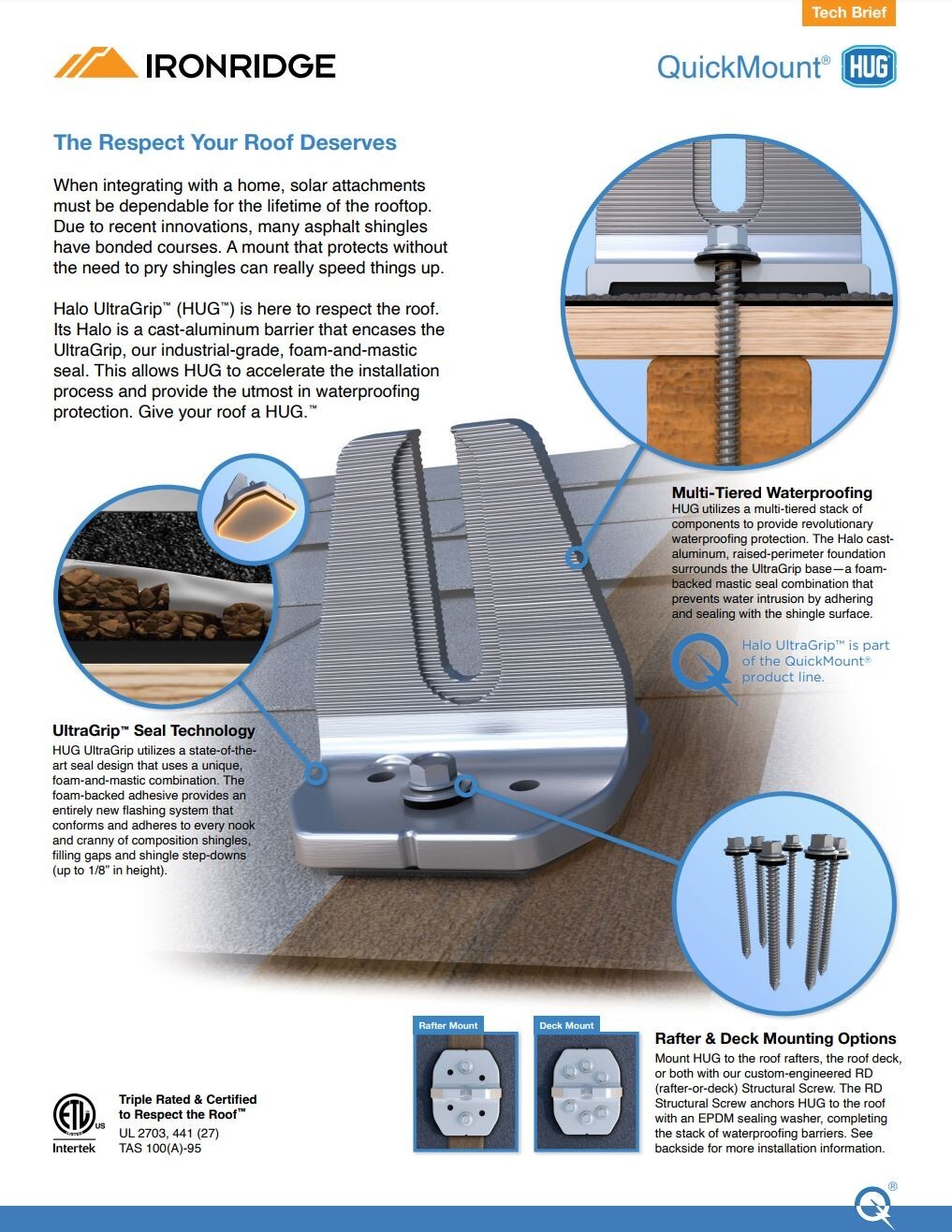 IronRidge QM-HUG-01-M1 QuickMount Halo UltraGrip in Mill