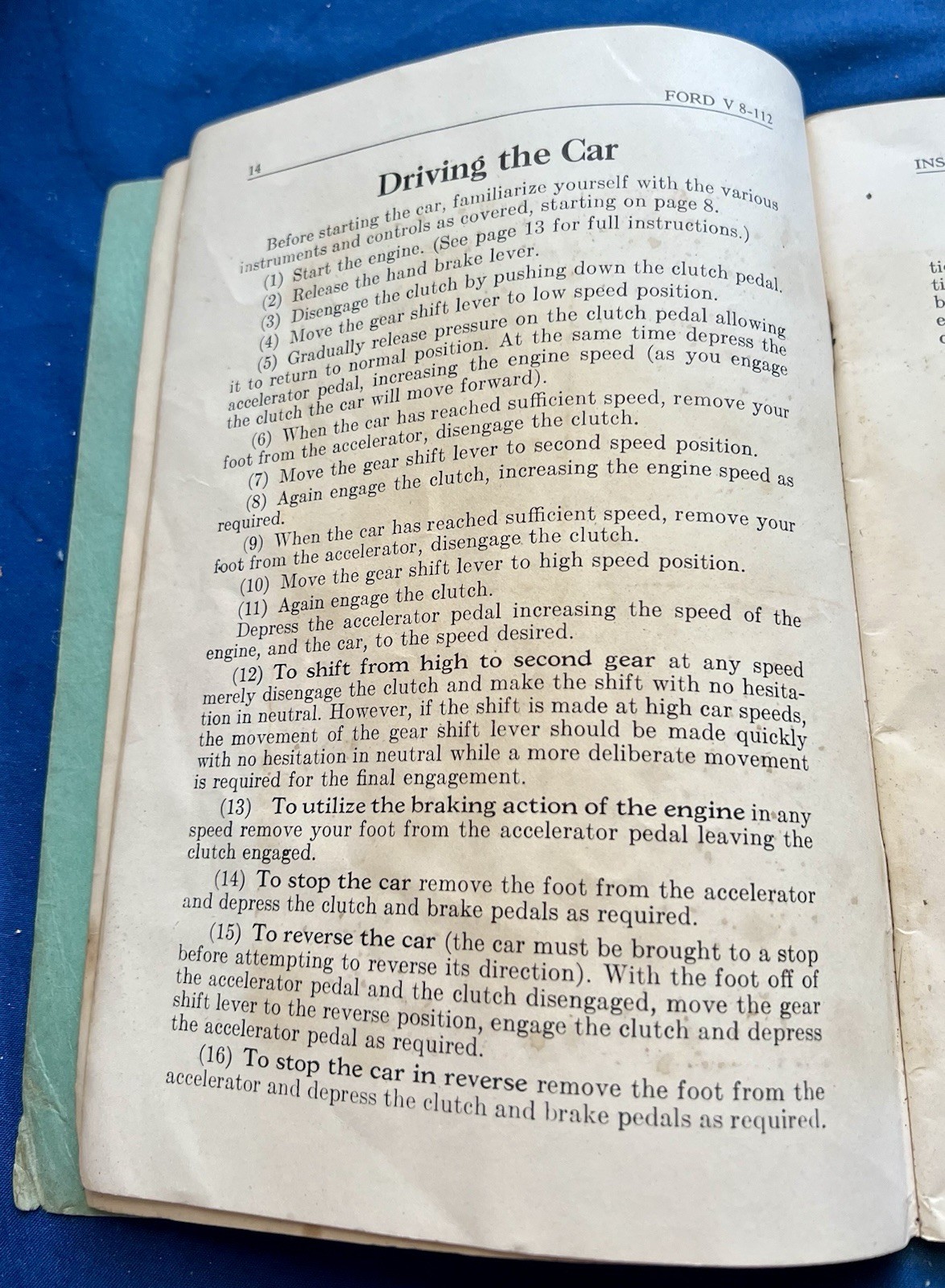 VINTAGE FORD V8 INSTRUCTION BOOK 112 INCH WHEELBASE BOOKLET