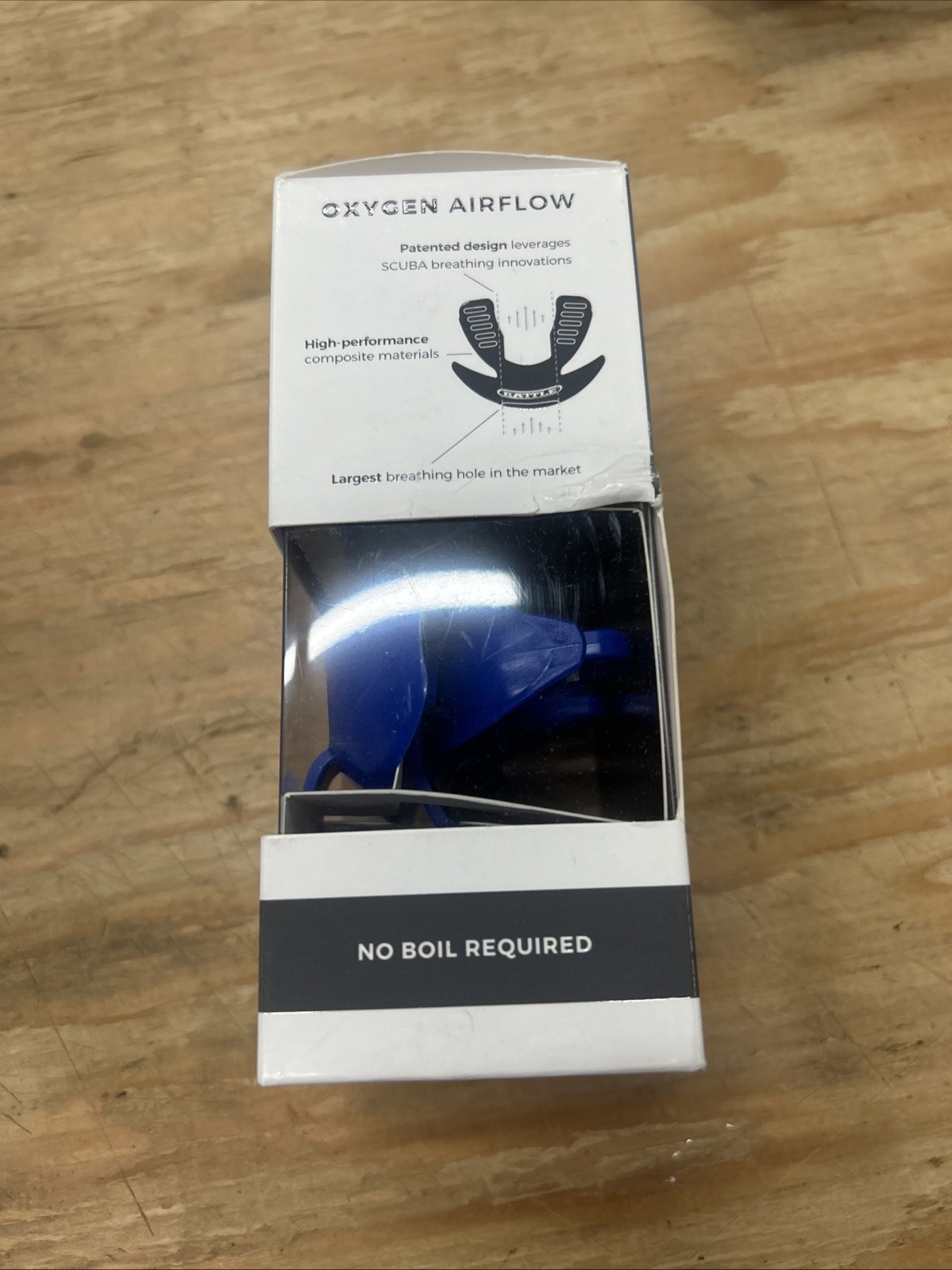 Battle Sports Science Oxygen Lip Protector Mouthguard with Strap Football Blue