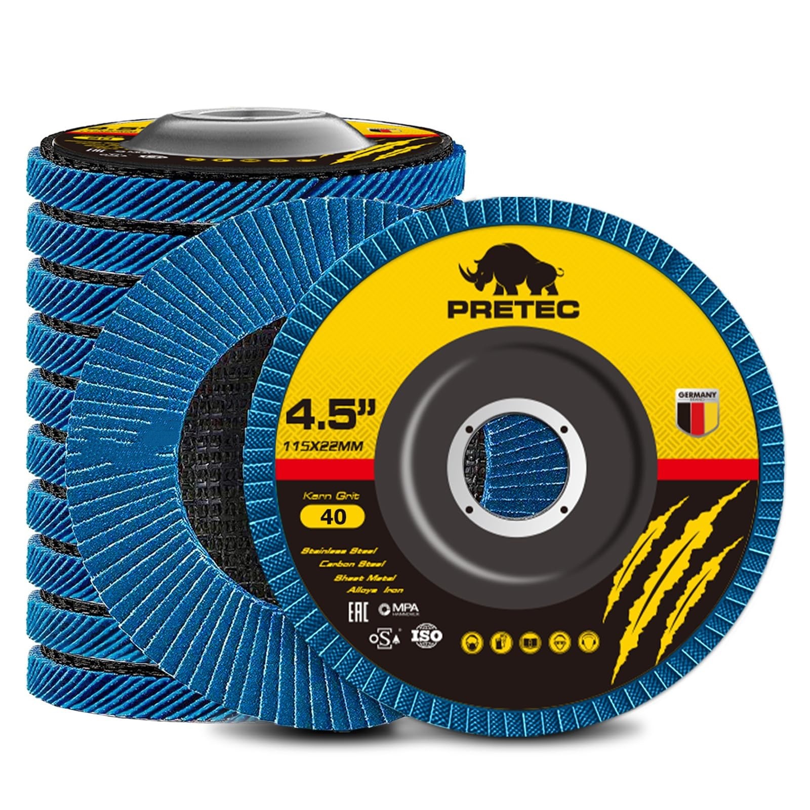 4-1/2" Zirconia Sanding Flap Discs 40 60 80 120 Grit 4.5" x 7/8" Grinding Wheels