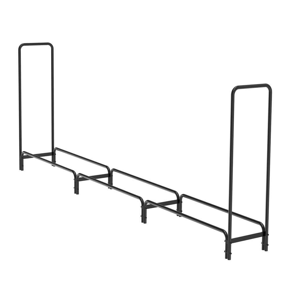 12ft/8ft Metal Firewood Rack Adjustable Outdoor Log Rack Wood Stacker for Patio
